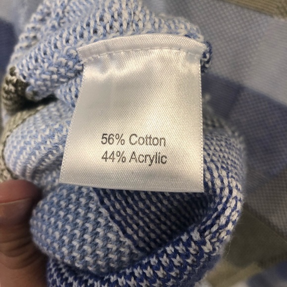 Norm Thompson Blue Color-block Sweater, Size L - Picture 6 of 7